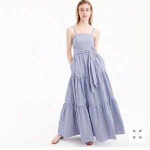 J CREW TIERED BLUE PINSTRIPE MAXI SUNDRESS 6